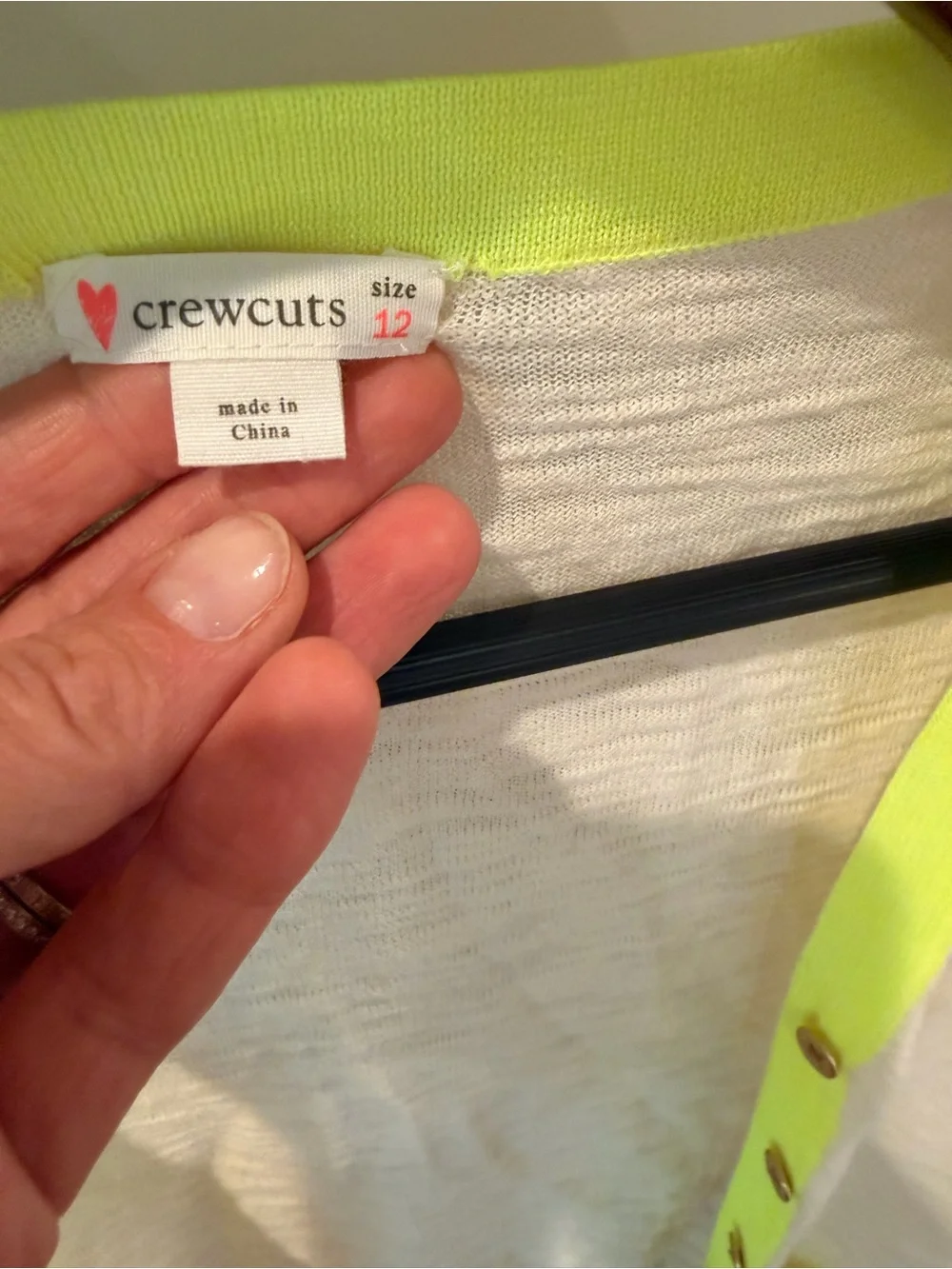 J. Crew Cream Cardigan with Neon Yellow Trim